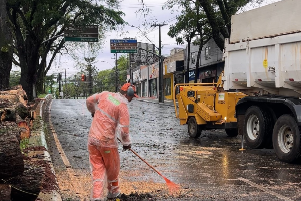 Vendaval e chuva forte atingem Foz do Iguaçu
